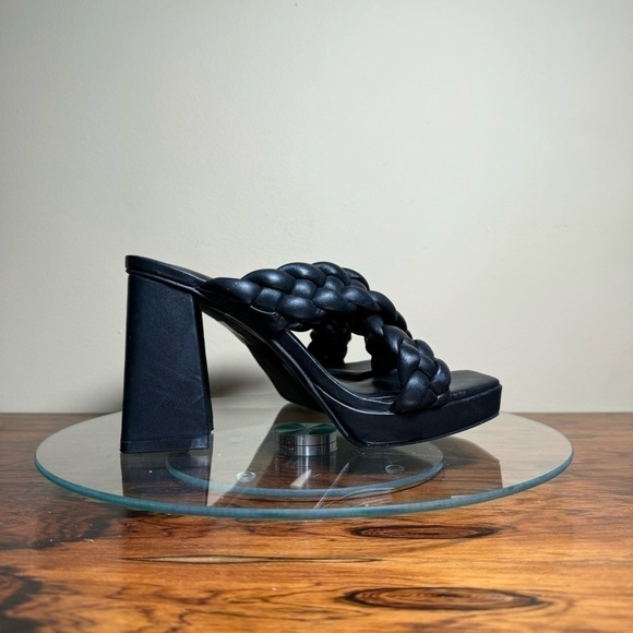 Anne Klein Aiden Chunky Platform Block Heel - Black Faux Leather - Size 5.5 - Picture 4 of 14